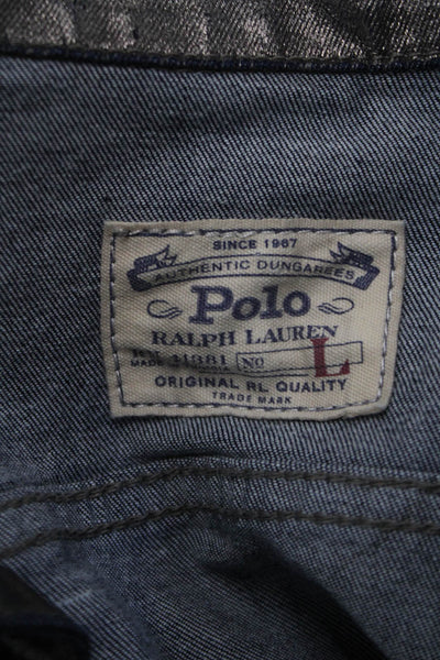 Polo Ralph Lauren Women Dark Gray Collared Button Long Sleeve Jacket Size L