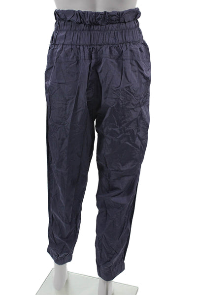 FP Movement Womens Cropped Paperbag Windbreaker Pants Dark Blue Nylon Size M