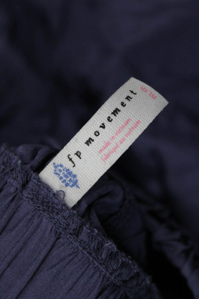 FP Movement Womens Cropped Paperbag Windbreaker Pants Dark Blue Nylon Size M