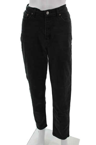 Levis Unisex Straight Jeans Black High Rise Button Fly 27 Inseam Size 10