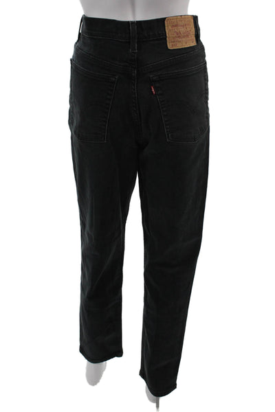 Levis Unisex Straight Jeans Black High Rise Button Fly 27 Inseam Size 10