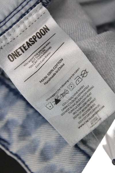 One Teaspoon Women Cropped Paperbag Light Blue Cotton High Rise Pants Size 30