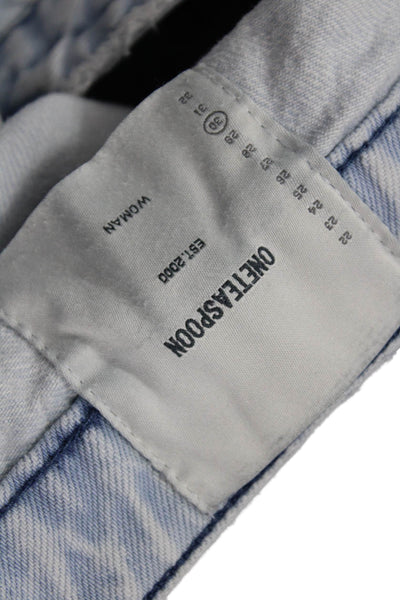 One Teaspoon Women Cropped Paperbag Light Blue Cotton High Rise Pants Size 30