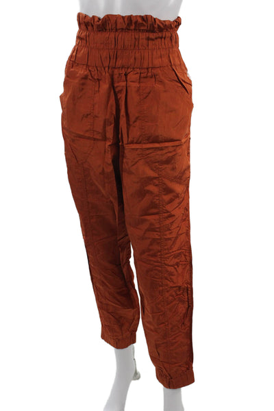 FP Movement Womens Paperbag Jogger Pants Orange Nylon Size M