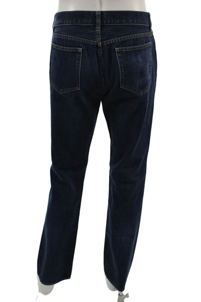 J Crew Mens Straight Jeans Dark Blue 100% Cotton Button Fly 31 Inseam Size 34