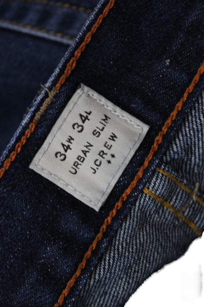 J Crew Mens Straight Jeans Dark Blue 100% Cotton Button Fly 31 Inseam Size 34