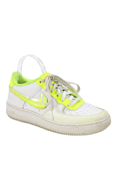 Nike Childrens Boys Leather Air Force 1 Low LV8 Sneakers White Green Size 7
