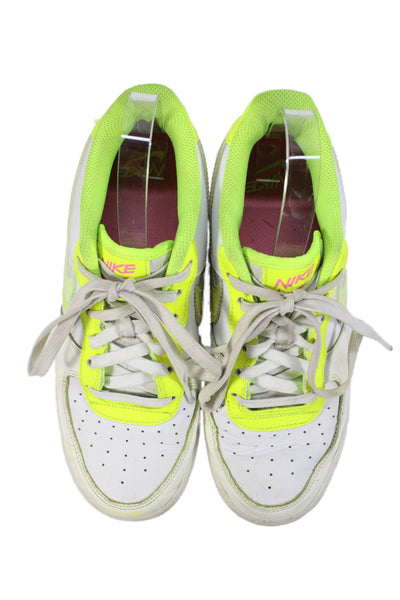 Nike Childrens Boys Leather Air Force 1 Low LV8 Sneakers White Green Size 7
