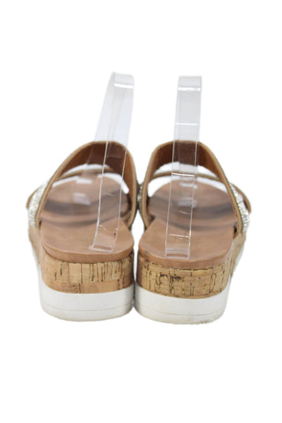 Catherine Catherine Malandrino Womens Jeweled Slide On Sandals Silver Size 8.5