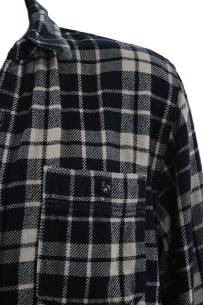 Wallace & Barnes Mens Navy Plaid Cotton Button-Down Jacket Size M