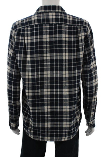 Wallace & Barnes Mens Navy Plaid Cotton Button-Down Jacket Size M
