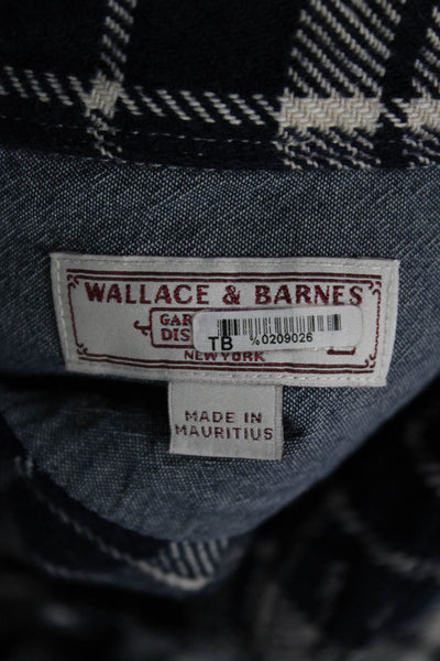 Wallace & Barnes Mens Navy Plaid Cotton Button-Down Jacket Size M