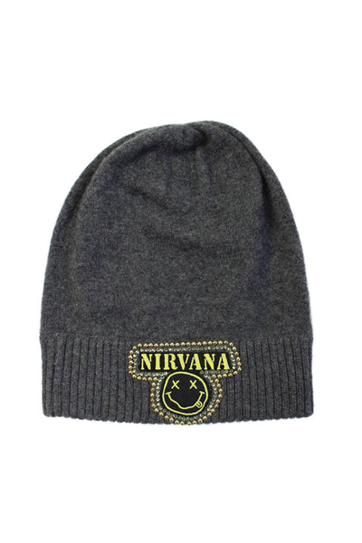 Minnie Rose Womens Cashmere Beaded Jeweled Beanie Hat Grey Size One Size