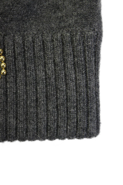 Minnie Rose Womens Cashmere Beaded Jeweled Beanie Hat Grey Size One Size