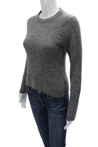Jenni Kayne Unisex Pullover Sweater Wool Nylon Gray Crew Neck Button Size S