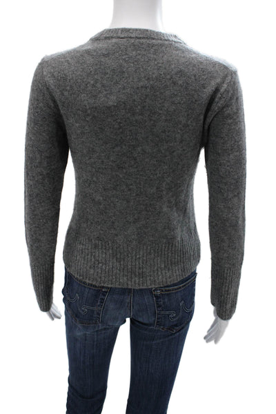 Jenni Kayne Unisex Pullover Sweater Wool Nylon Gray Crew Neck Button Size S