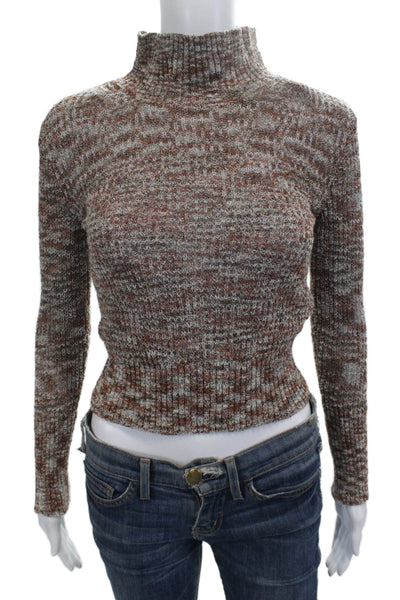 Free People Unisex Pullover Sweater Brown Mock Neck Long Sleeve Size XS