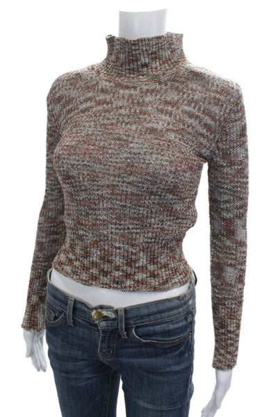 Free People Unisex Pullover Sweater Brown Mock Neck Long Sleeve Size XS