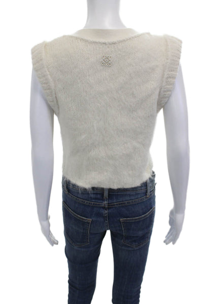 Jenni Kayne Unisex Pullover Sweater Wool Nylon Gray Crew Neck Button Size S