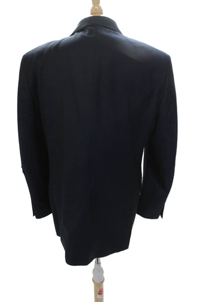 Joseph Abboud Mens Dark Blue Zegna Suit Jacket Button Collared Size 42