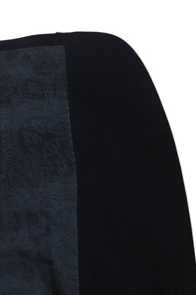 Joseph Abboud Mens Dark Blue Zegna Suit Jacket Button Collared Size 42
