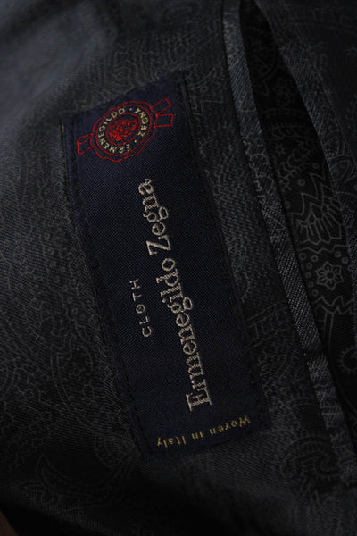 Joseph Abboud Mens Dark Blue Zegna Suit Jacket Button Collared Size 42