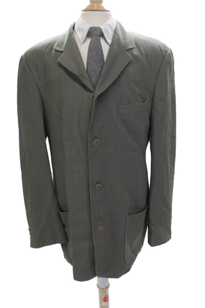 Emporio Armani Mens Gray Wool Suit Jacket Size 52