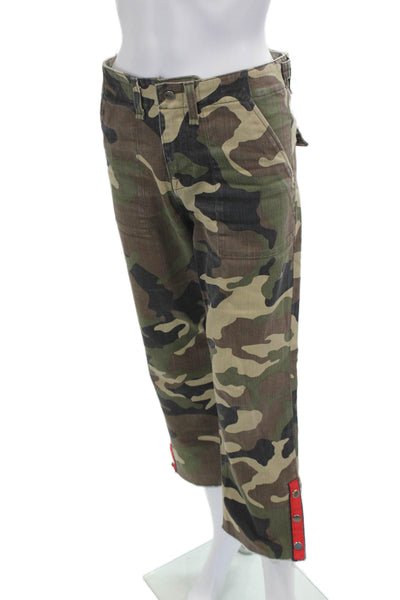 Veronica Beard Unisex Cropped Cargo Camouflage Pants Green Size 25