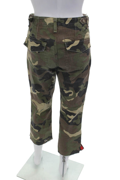 Veronica Beard Unisex Cropped Cargo Camouflage Pants Green Size 25