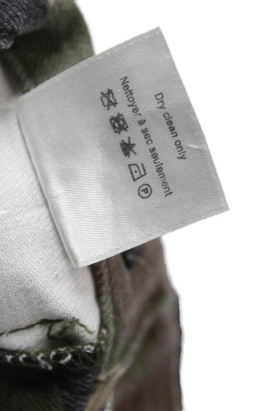 Veronica Beard Unisex Cropped Cargo Camouflage Pants Green Size 25