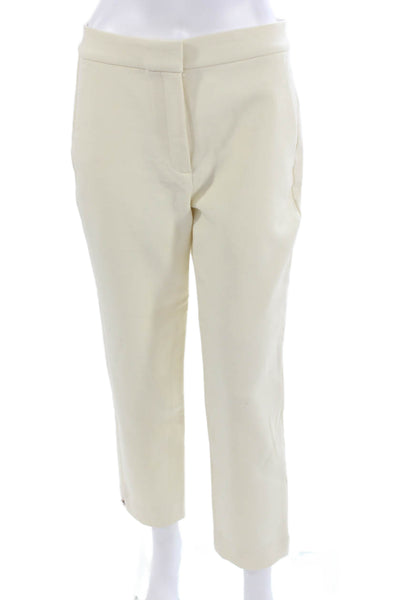 Adam Lippes Women Ankle Cropped Dress Pants Beige Virgin Wool Size 4