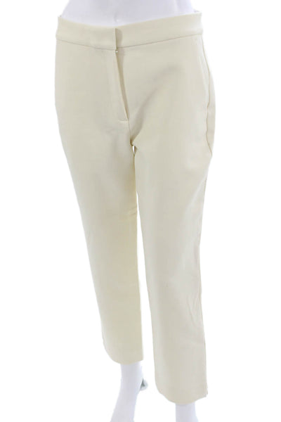 Adam Lippes Women Ankle Cropped Dress Pants Beige Virgin Wool Size 4