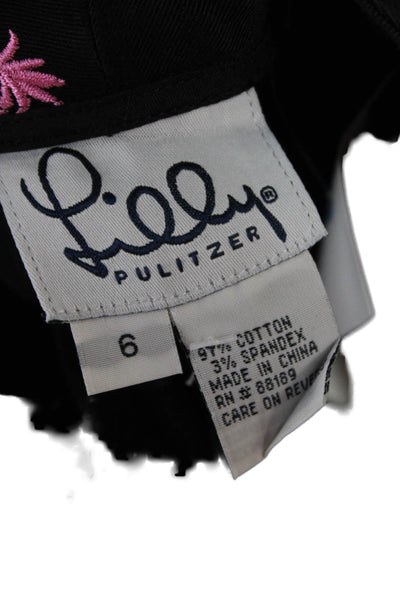 Lilly Pulitzer Women Ankle Cropped Pants Black Graphic Print Size 6