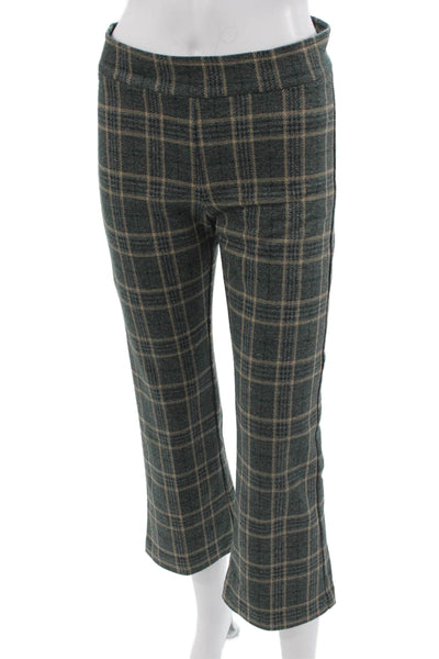 Avenue Montaigne Women Plaid Cropped Pants Green Size 2