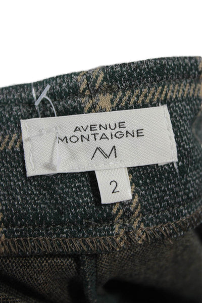 Avenue Montaigne Women Plaid Cropped Pants Green Size 2