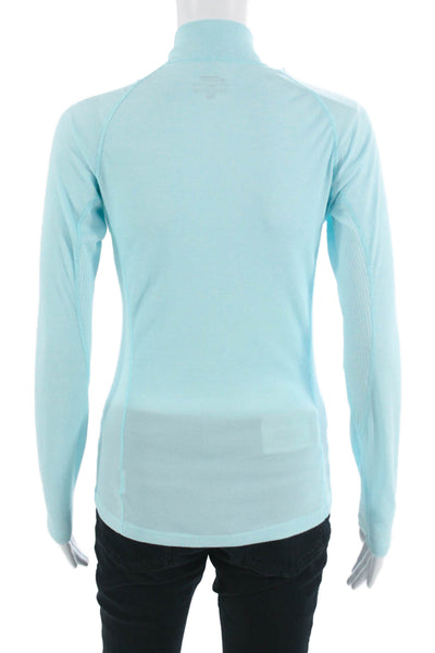 Patagonia Womens Light Blue Mock Neck Zip Long Sleeve Top Polyester Size S