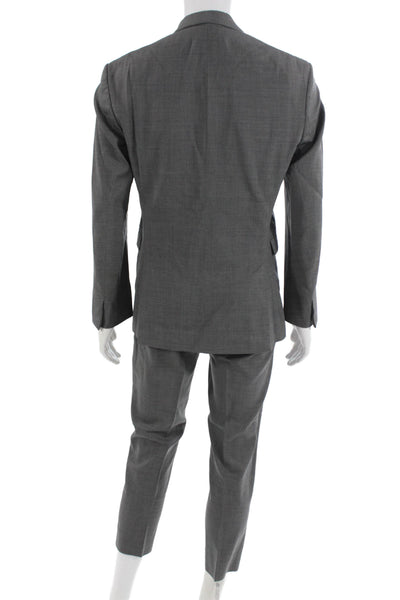Zara Man Mens 2 Piece Gray Polyester Collared Button Suit Size 38