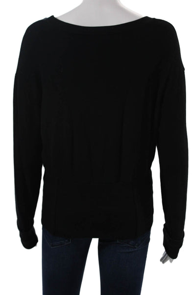 Splendid Unisex Pullover Sweater Black Cotton Round Neck Long Sleeve Size XS
