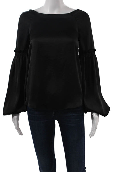 Bailey 44 Women Bohemian Black Long Sleeve Blouse Round Neck Size XS