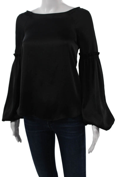 Bailey 44 Women Bohemian Black Long Sleeve Blouse Round Neck Size XS