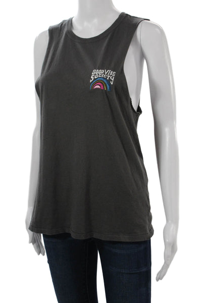 Spiritual Gangster Womens Dark Gray Crew Neck Sleeveless Graphic Tank Size XS