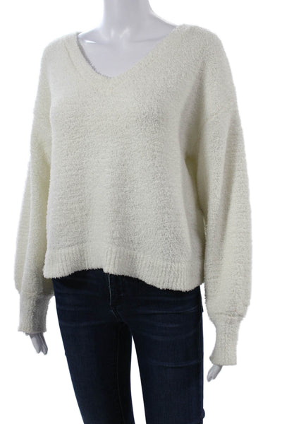 Sanctuary Unisex White V-Neck Pullover Sweater Long Sleeve Polyester Size S