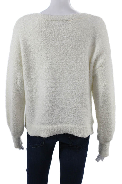 Sanctuary Unisex White V-Neck Pullover Sweater Long Sleeve Polyester Size S