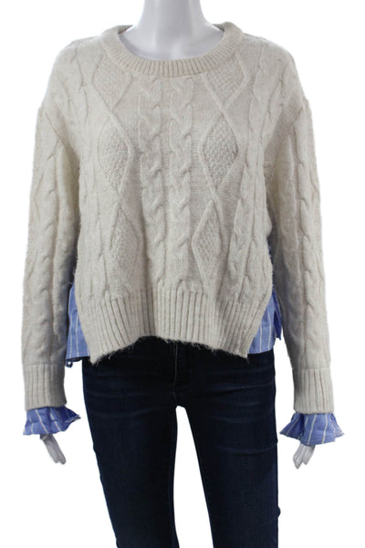 Anthropologie Unisex Pullover Sweater Beige Crew Neck Long Sleeve Size XS
