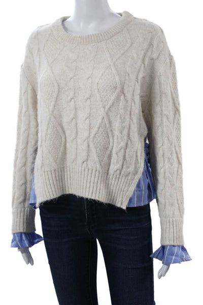 Anthropologie Unisex Pullover Sweater Beige Crew Neck Long Sleeve Size XS