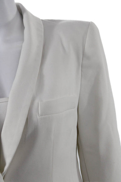 Zara Unisex White Classic Blazer Button Long Sleeve Synthetic Blend Size S