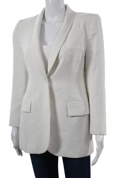 Zara Unisex White Classic Blazer Button Long Sleeve Synthetic Blend Size S