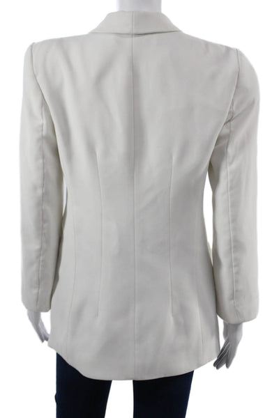 Zara Unisex White Classic Blazer Button Long Sleeve Synthetic Blend Size S