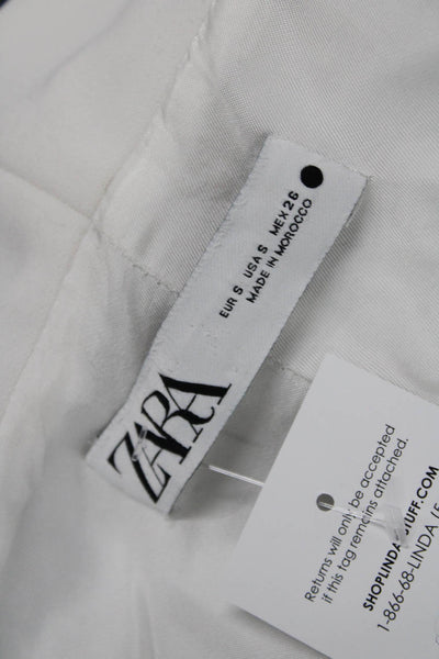 Zara Unisex White Classic Blazer Button Long Sleeve Synthetic Blend Size S