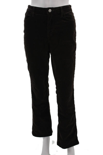L'Agence Women Brown Solid Designer Pants Button 65% Cotton Blend Size 30